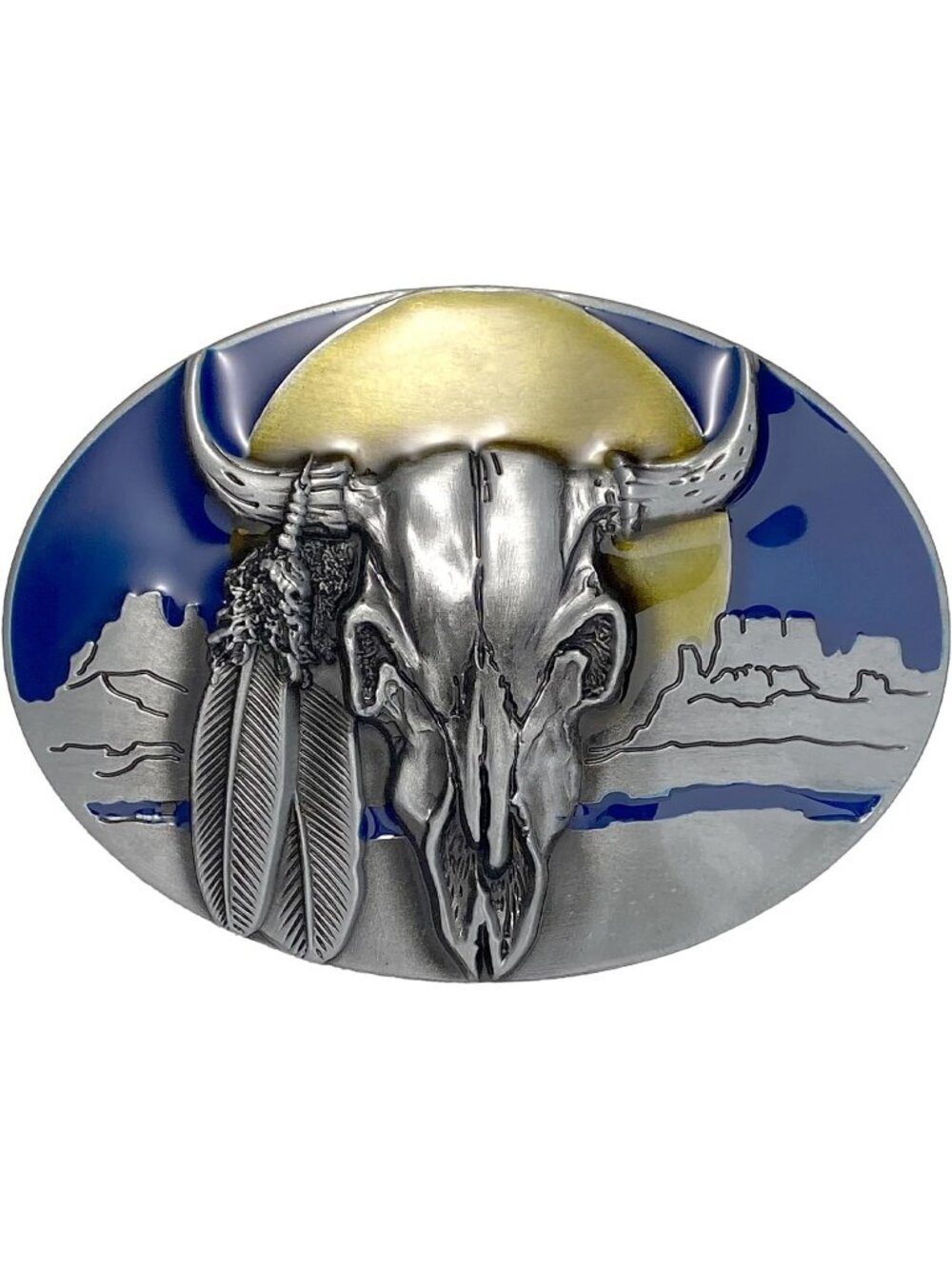 Unisex Longhorn Bull Blue Vintage Cowboy Belt Buckle Costume Gift Accessory